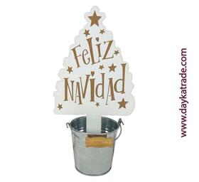 Arbol Navideo+Balde Metlico Feliz Navidad | Dayka | Arbol Navideo+Balde Metlico Feliz Navidad